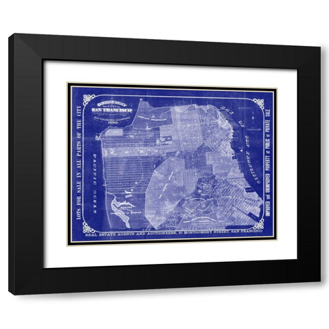 San Francisco Blueprint Black Modern Wood Framed Art Print with Double Matting by Adam Shaw Cartography