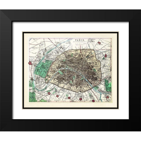 Paris Vintage Black Modern Wood Framed Art Print with Double Matting by Adam Shaw Cartography