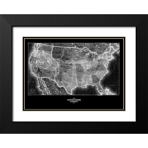United States 1853 Black Modern Wood Framed Art Print with Double Matting by Adam Shaw Cartography