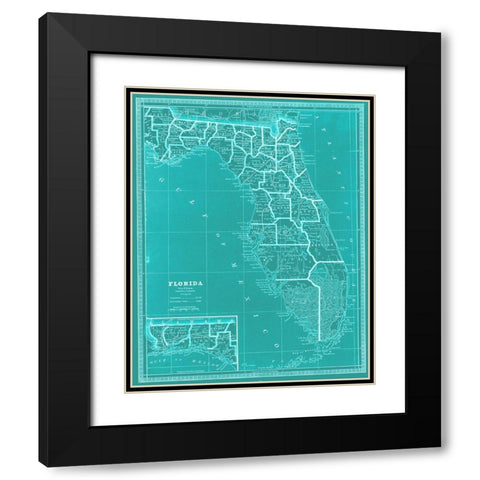 State of Florida Map Black Modern Wood Framed Art Print with Double Matting by Adam Shaw Cartography