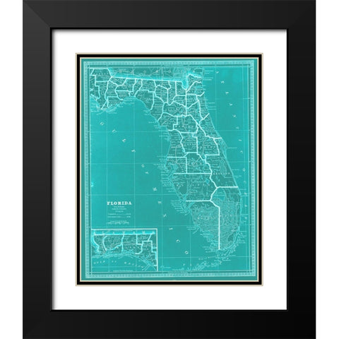 State of Florida Map Black Modern Wood Framed Art Print with Double Matting by Adam Shaw Cartography