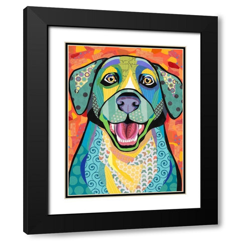 Happy Lab Black Modern Wood Framed Art Print with Double Matting by Paper Pictures By Laura