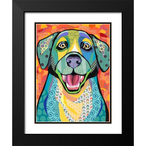 Happy Lab Black Modern Wood Framed Art Print with Double Matting by Paper Pictures By Laura