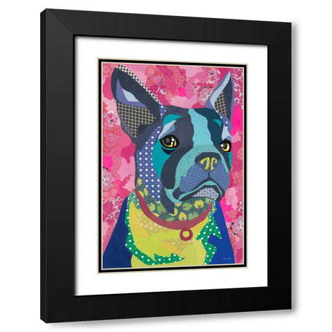 Boston Blue Black Modern Wood Framed Art Print with Double Matting by Paper Pictures By Laura