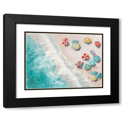 Aerial Beach Black Modern Wood Framed Art Print with Double Matting by Key