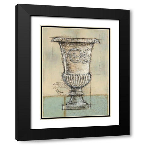Abstract Urn 1 Black Modern Wood Framed Art Print with Double Matting by Z Studio