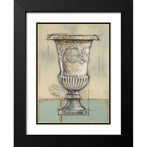 Abstract Urn 1 Black Modern Wood Framed Art Print with Double Matting by Z Studio