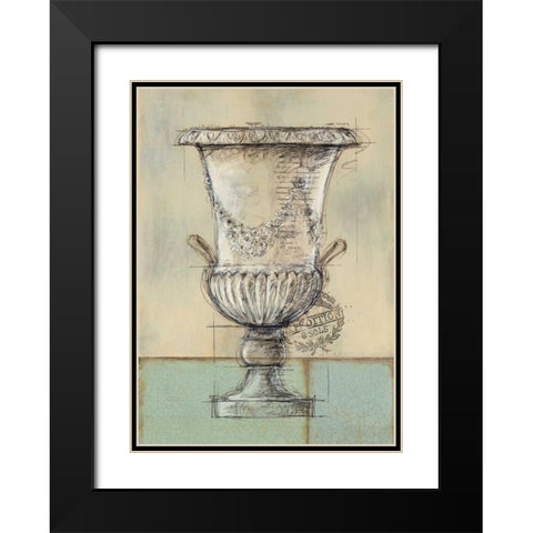 Abstract Urn 2 Black Modern Wood Framed Art Print with Double Matting by Z Studio