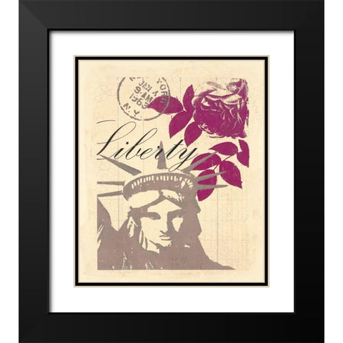 WORLD TOUR LIBERTY Black Modern Wood Framed Art Print with Double Matting by Z Studio