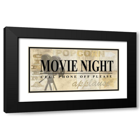 Movie Night Black Modern Wood Framed Art Print with Double Matting by Z Studio