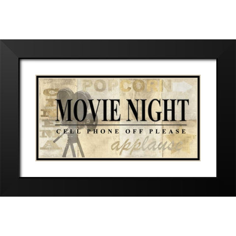 Movie Night Black Modern Wood Framed Art Print with Double Matting by Z Studio
