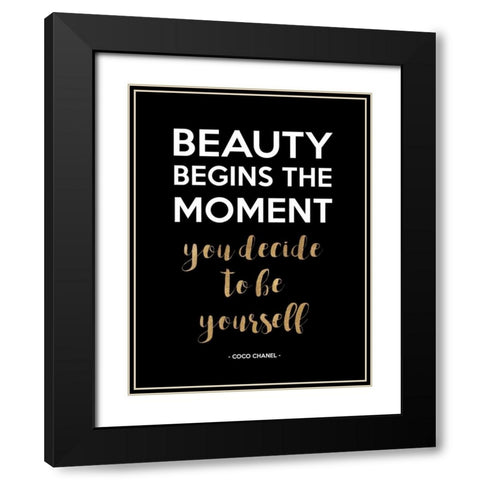 Be Yourself, Gold Black Modern Wood Framed Art Print with Double Matting by Z Studio