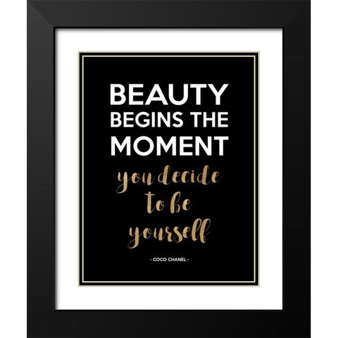 Be Yourself, Gold Black Modern Wood Framed Art Print with Double Matting by Z Studio