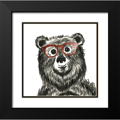 Bookish Bear Black Modern Wood Framed Art Print with Double Matting by Dos Santos, Bella