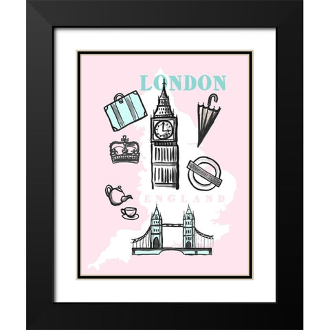 Pastel London Black Modern Wood Framed Art Print with Double Matting by Dos Santos, Bella