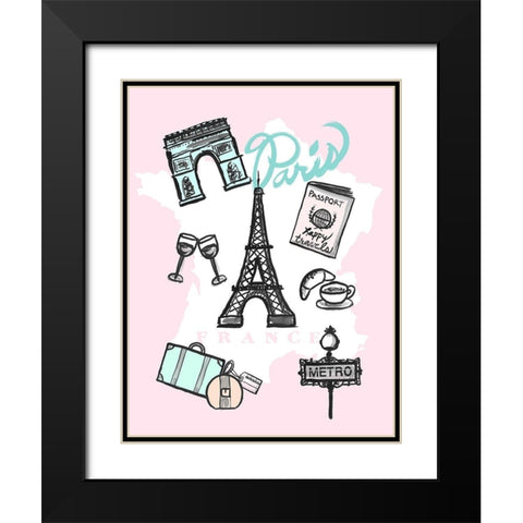 Pastel Paris Black Modern Wood Framed Art Print with Double Matting by Dos Santos, Bella