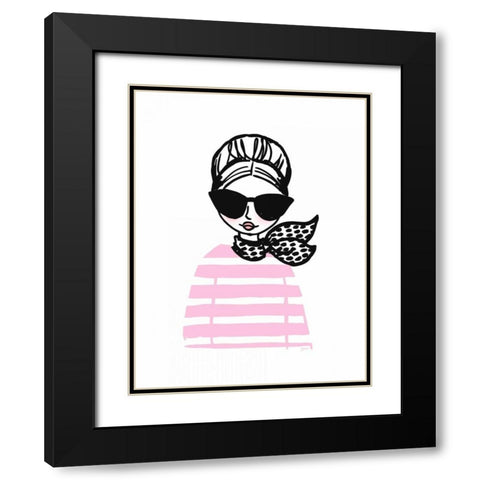 Chloe Black Modern Wood Framed Art Print with Double Matting by Dos Santos, Bella