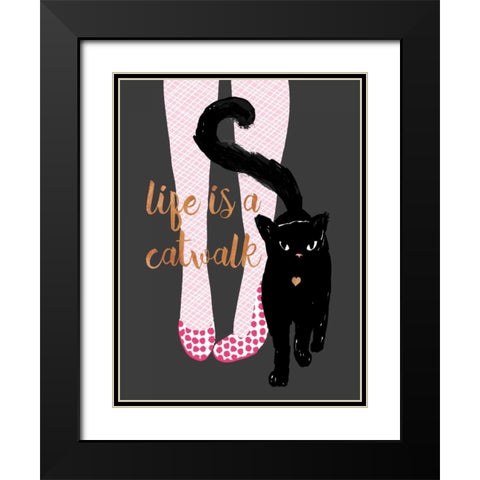 Catwalk Black Modern Wood Framed Art Print with Double Matting by Dos Santos, Bella