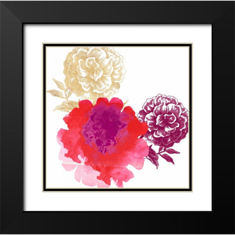 Happy Garden Reds Black Modern Wood Framed Art Print with Double Matting by Dos Santos, Bella