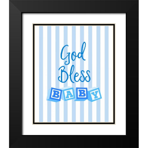 God Bless Baby Blue Black Modern Wood Framed Art Print with Double Matting by Dos Santos, Bella