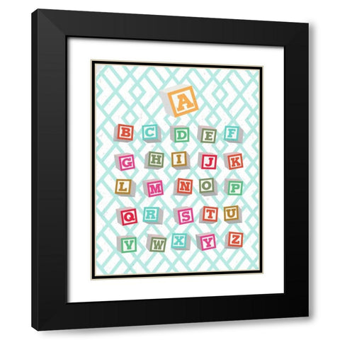 Alphabet Blocks Black Modern Wood Framed Art Print with Double Matting by Dos Santos, Bella