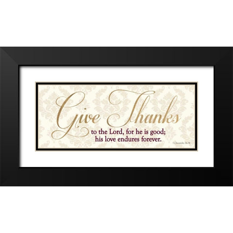 GIVE THANKS Black Modern Wood Framed Art Print with Double Matting by Dos Santos, Bella