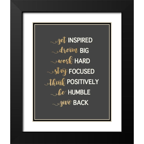 Work Rules Black Modern Wood Framed Art Print with Double Matting by Dos Santos, Bella