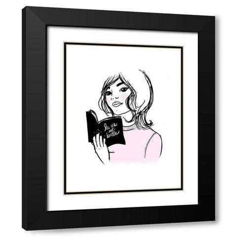 Bookish Black Modern Wood Framed Art Print with Double Matting by Dos Santos, Bella