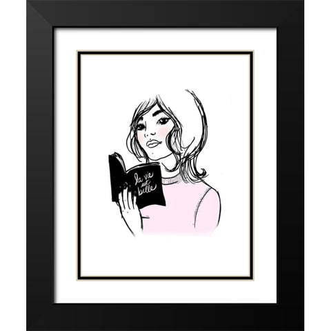 Bookish Black Modern Wood Framed Art Print with Double Matting by Dos Santos, Bella