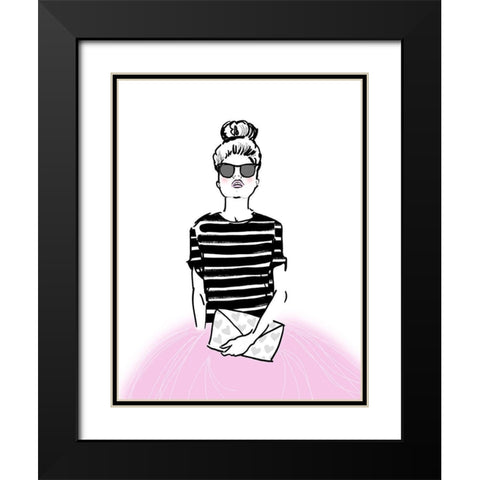 Pretty In Pink Black Modern Wood Framed Art Print with Double Matting by Dos Santos, Bella