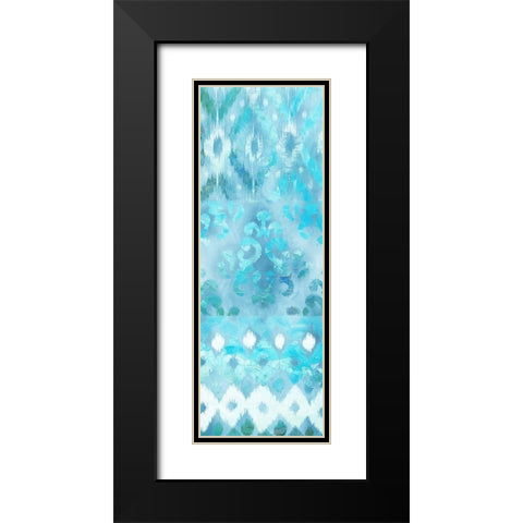 Blue Silk Ikat 3 Black Modern Wood Framed Art Print with Double Matting by Dos Santos, Bella