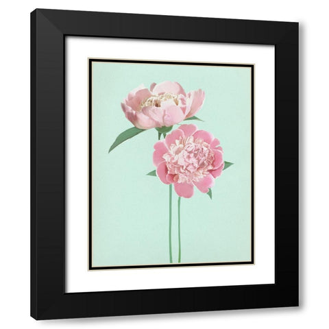 SummerPeonies Black Modern Wood Framed Art Print with Double Matting by Dos Santos, Bella