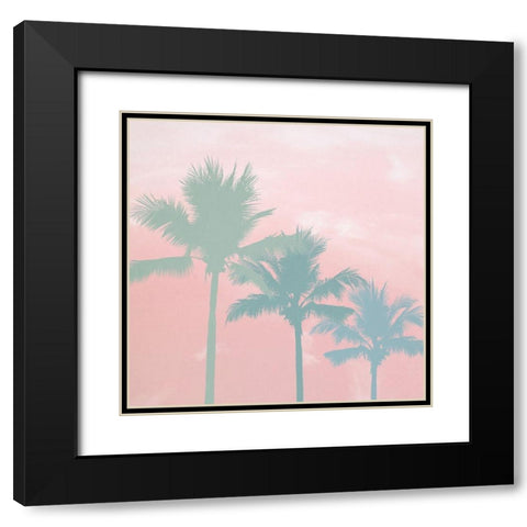 Sunset Palm Trees Black Modern Wood Framed Art Print with Double Matting by Dos Santos, Bella