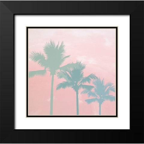 Sunset Palm Trees Black Modern Wood Framed Art Print with Double Matting by Dos Santos, Bella