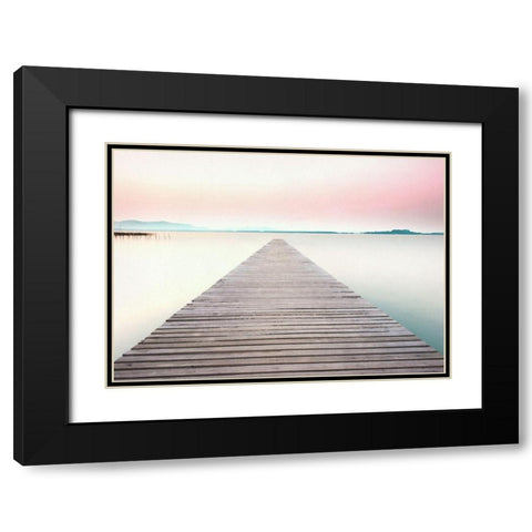 Dream On The Pier Black Modern Wood Framed Art Print with Double Matting by Dos Santos, Bella