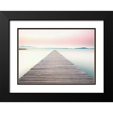 Dream On The Pier Black Modern Wood Framed Art Print with Double Matting by Dos Santos, Bella