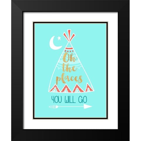 Oh The Places You Will Go Black Modern Wood Framed Art Print with Double Matting by Dos Santos, Bella