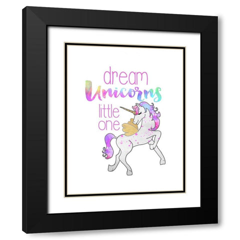 Dream Unicorns Black Modern Wood Framed Art Print with Double Matting by Dos Santos, Bella