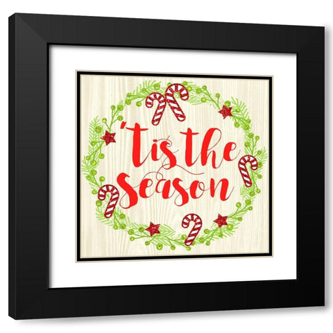 Tis The Season Black Modern Wood Framed Art Print with Double Matting by Dos Santos, Bella