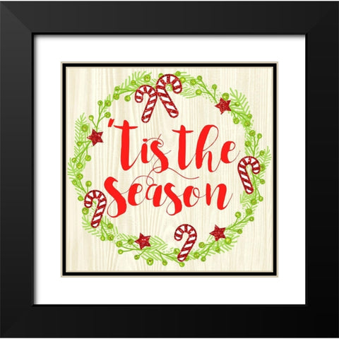 Tis The Season Black Modern Wood Framed Art Print with Double Matting by Dos Santos, Bella