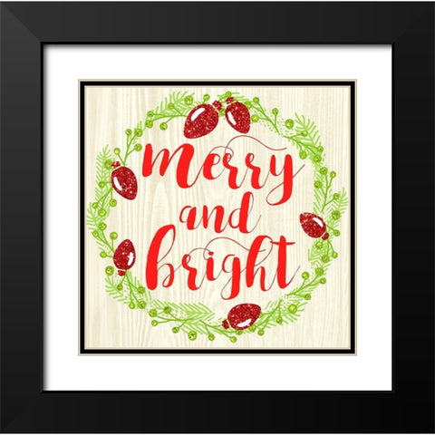 Merry And Bright Black Modern Wood Framed Art Print with Double Matting by Dos Santos, Bella