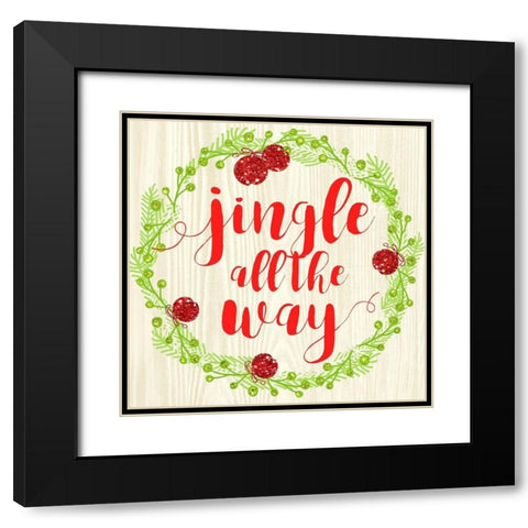 Jingle All The Way Black Modern Wood Framed Art Print with Double Matting by Dos Santos, Bella