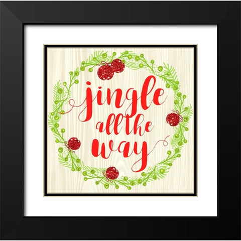 Jingle All The Way Black Modern Wood Framed Art Print with Double Matting by Dos Santos, Bella