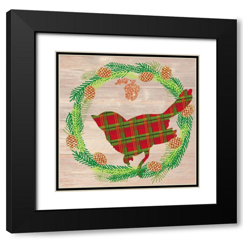 Plaid Cardinal Black Modern Wood Framed Art Print with Double Matting by Dos Santos, Bella