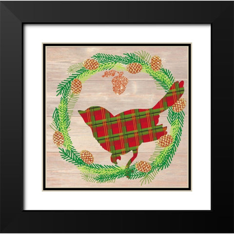 Plaid Cardinal Black Modern Wood Framed Art Print with Double Matting by Dos Santos, Bella