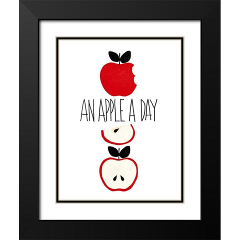 Apple A Day Black Modern Wood Framed Art Print with Double Matting by Dos Santos, Bella