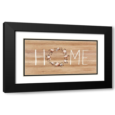 Home, Cotton Wreath Black Modern Wood Framed Art Print with Double Matting by Dos Santos, Bella