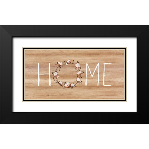 Home, Cotton Wreath Black Modern Wood Framed Art Print with Double Matting by Dos Santos, Bella