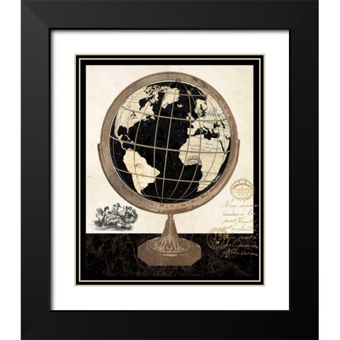 Antique French Globe Black Modern Wood Framed Art Print with Double Matting by Ross, Devon