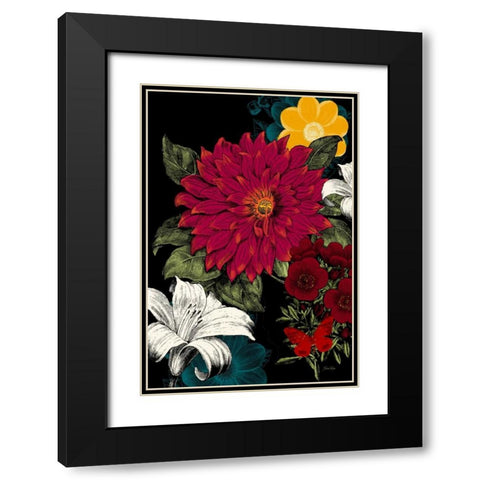 Vibrant Florals Black 1 Black Modern Wood Framed Art Print with Double Matting by Ross, Devon